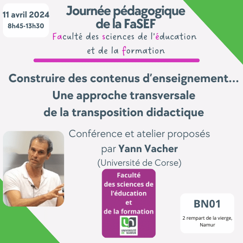 Journée pédagogique de la FaSEF - Invité: Yann Vacher