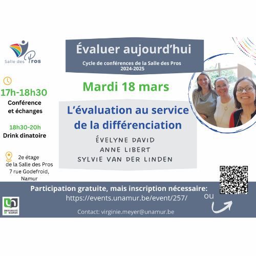 Conférence de la Salle des Pros - L'évaluation au service de la différenciation - Anne Libert, Sylvie Van Der Linden - Évelyne David