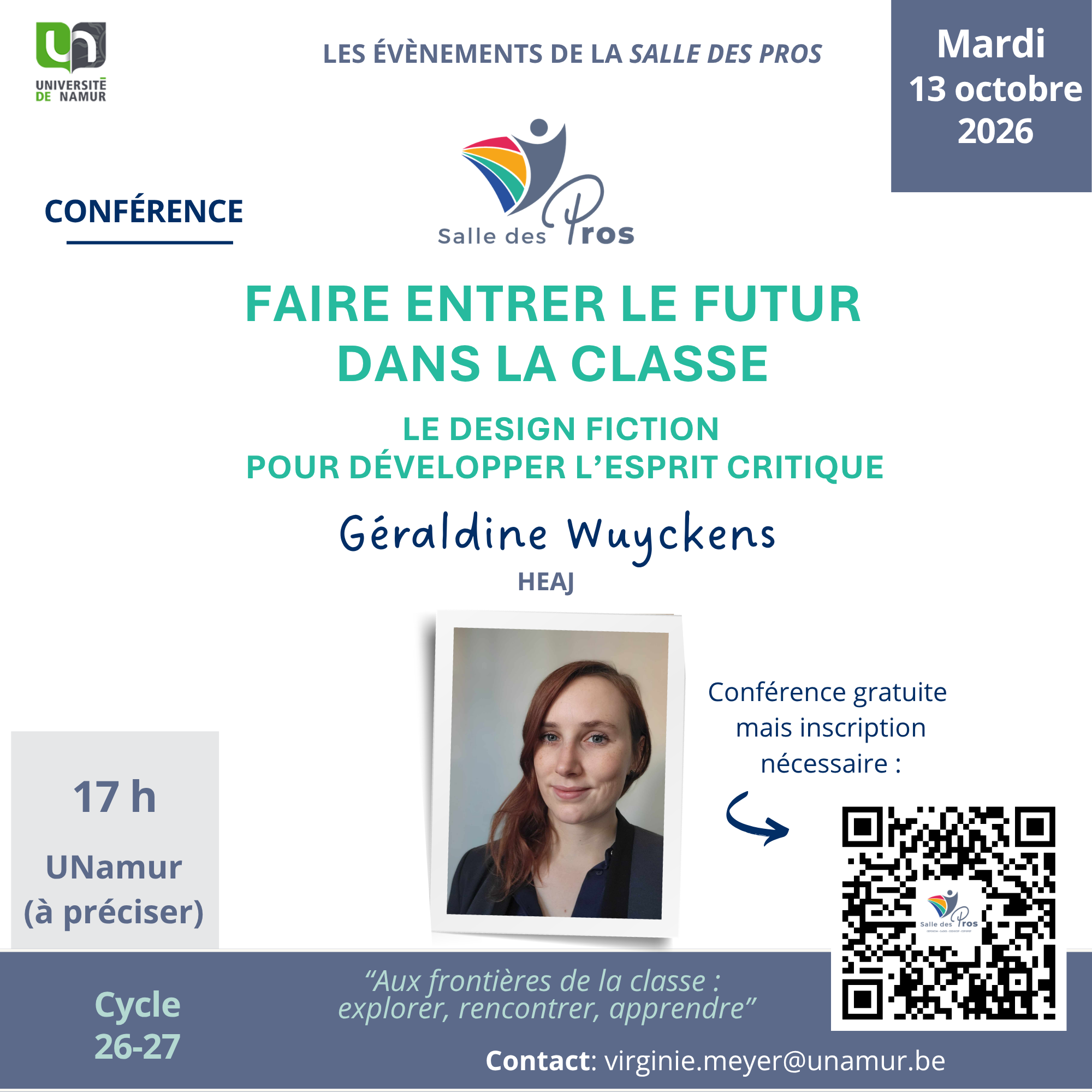 Conférence de la Salle des Pros : "Faire entrer le futur dans la classe: le design fiction pour développer l'esprit critique" Géraldine Wuyckens