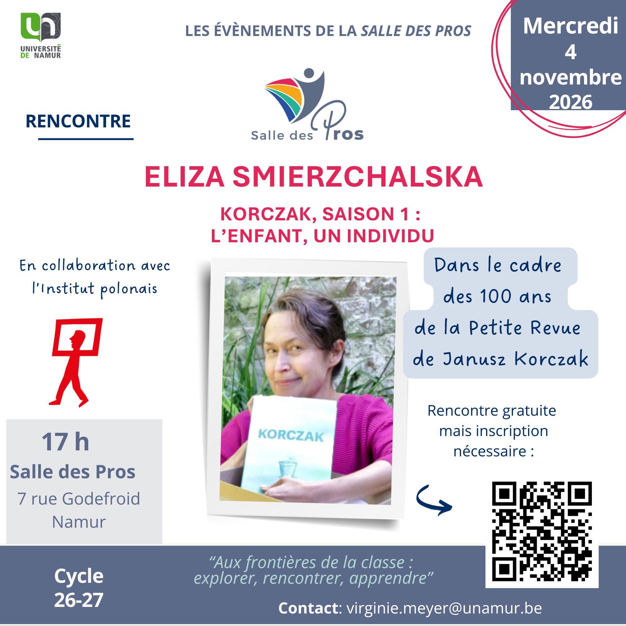 Salle des Pros - rencontre avec Eliza Smierzchalska autour de Janusz Korczak