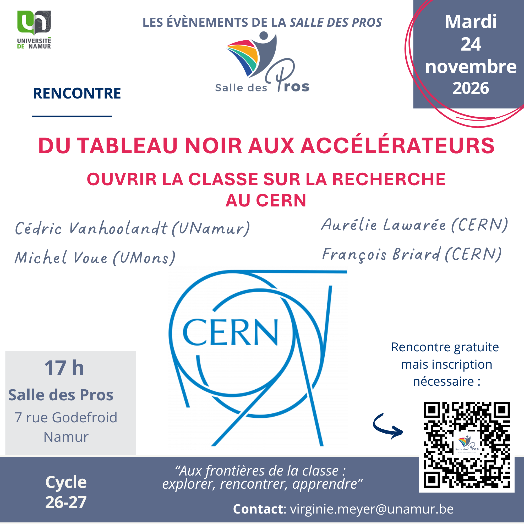 Salle des Pros - Du tableau noir aux accélérateurs : ouvrir la classe sur la recherche au CERN